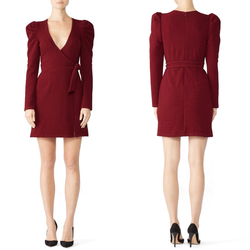 Minkpink Textured Puff Sleeve Long Sleeve Mini Dress